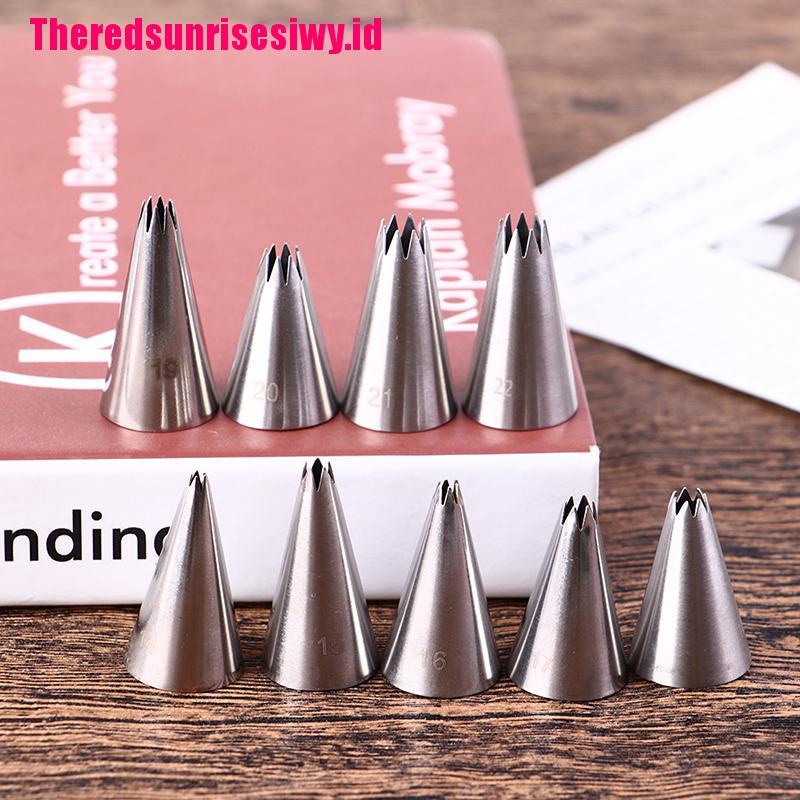 9 Pcs Pipa Nozzle Icing Bahan Stainless Steel Untuk Dekorasi Kue