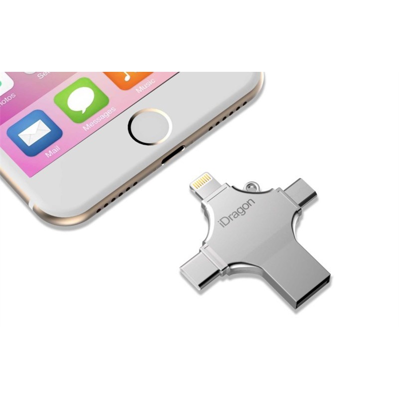 iDragon U010 - 4 in 1 Metal Flash Drive 16GB for Computer and Smartphone