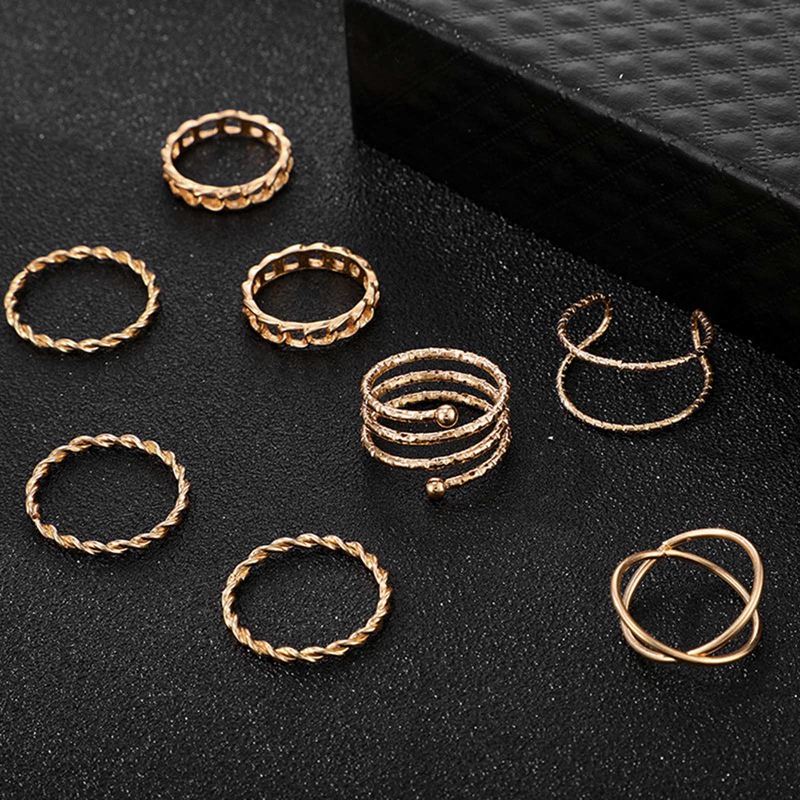 Fancyqube 10Pcs Gold Knuckle Stackable Rings Set For Women, Bohemian Gold/Silver Plated Comfort Fit Vintage VSCO Wave Joint Finger Rings Gift