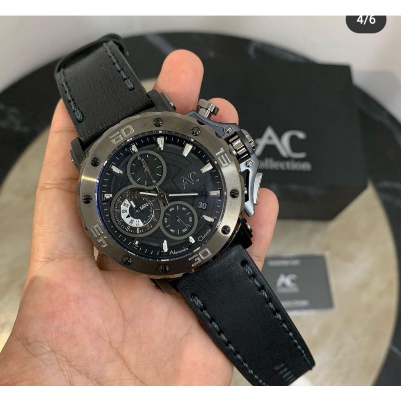 JAM TANGAN ALEXANDRE CHRISTIE 9205 LEATHER AC 9205 KULIT