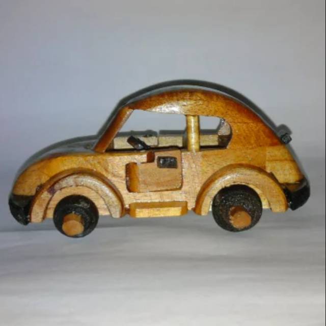 MINIATUR KAYU MOBIL VW KODOK UKURAN SEDANG 21 x 7 x 6 cm - PAJANGAN DEKORASI RUMAH MURAH SOUVENIR