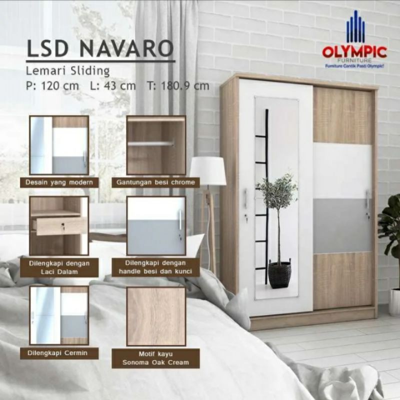 Lemari pakaian sliding LSD Navaro