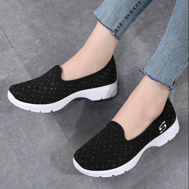 Slip On Wanita Kanvas Glitter Import Batam