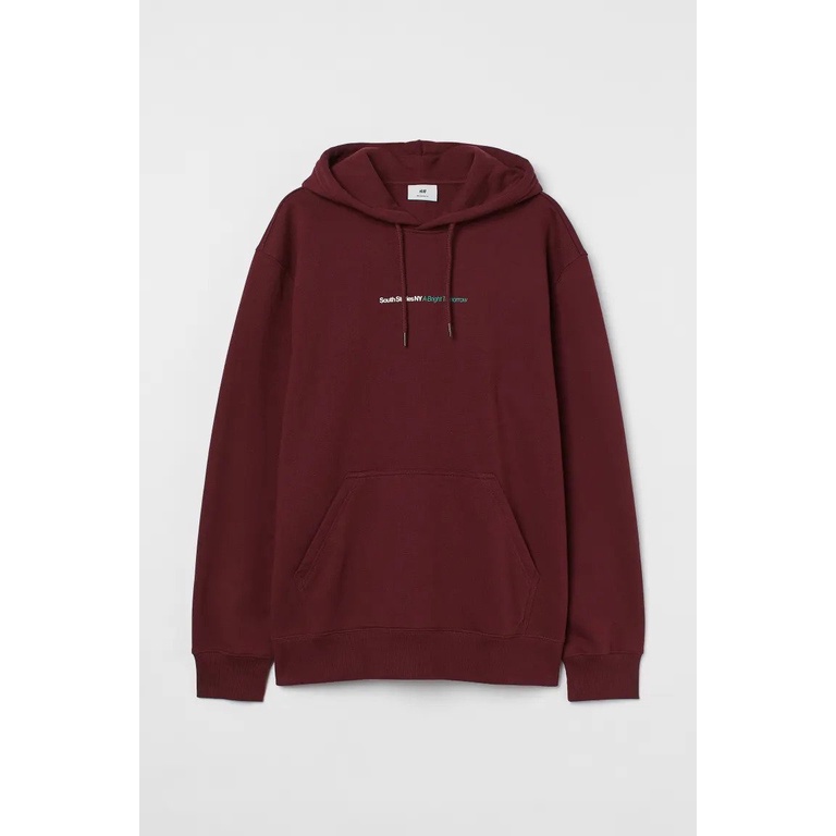 Hoodie H&amp;M Burgundy article SOUTH STORIES A BRIGHT TOMORROW Hoodie hnm wanita pria