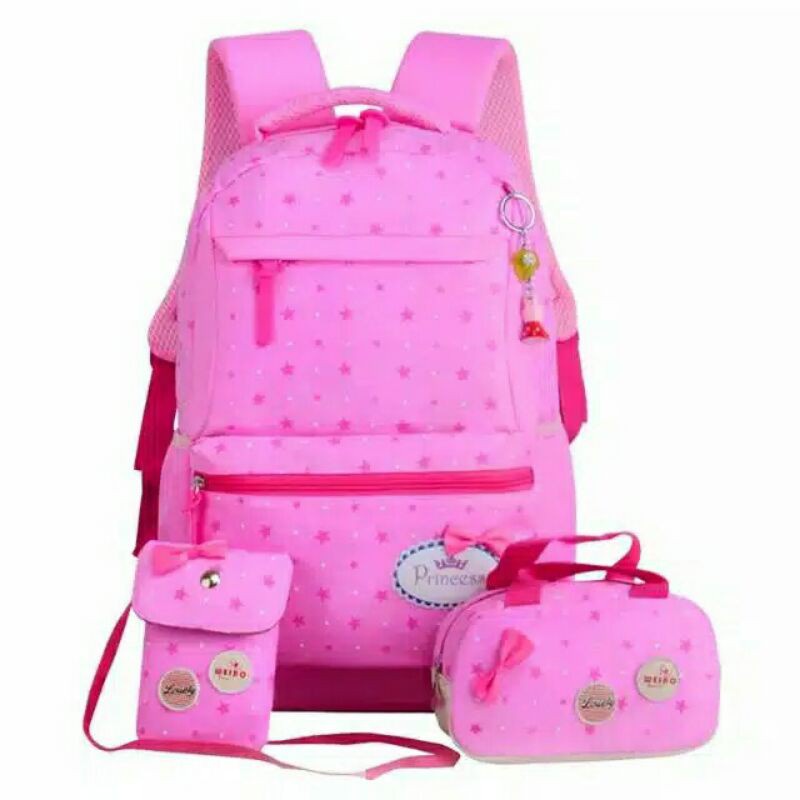 Ransel Anak untuk SEKOLAH 3in1 satu set tempat Pencil Backpack Bintang Tabur BISA COD