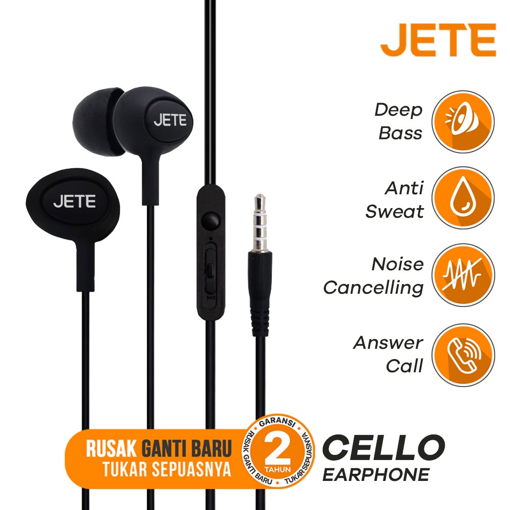 Headset Bass I Handsfree  I Earphone  JETE Cello - New Color Edition - Garansi 2Th