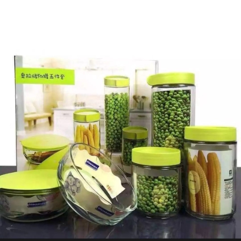 Cod Toples Kaca Set 5 Pcs Marine Bowl - Toples Kue / Toples Marine Bowl Bening Poli Shop