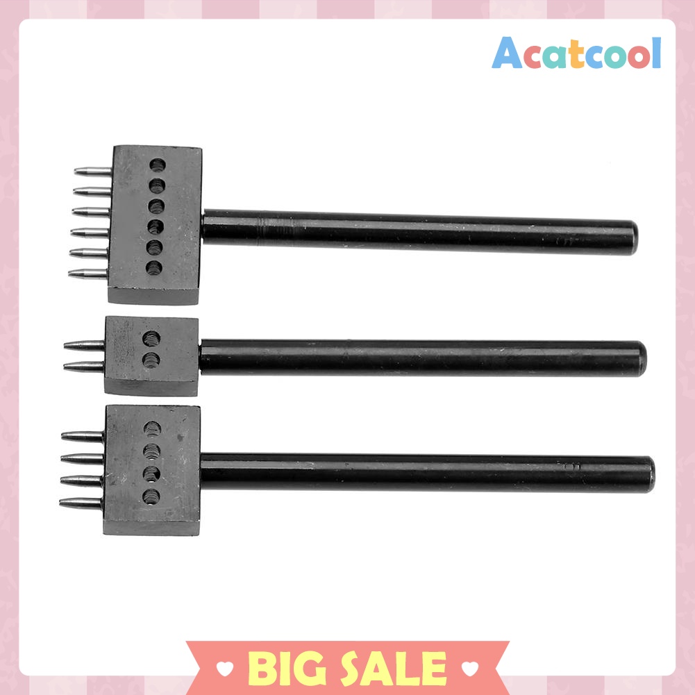 3pcs/Set 5mm Pitch 2 4 6 Prong Hardened Leather Hole Punch Leather Stitch