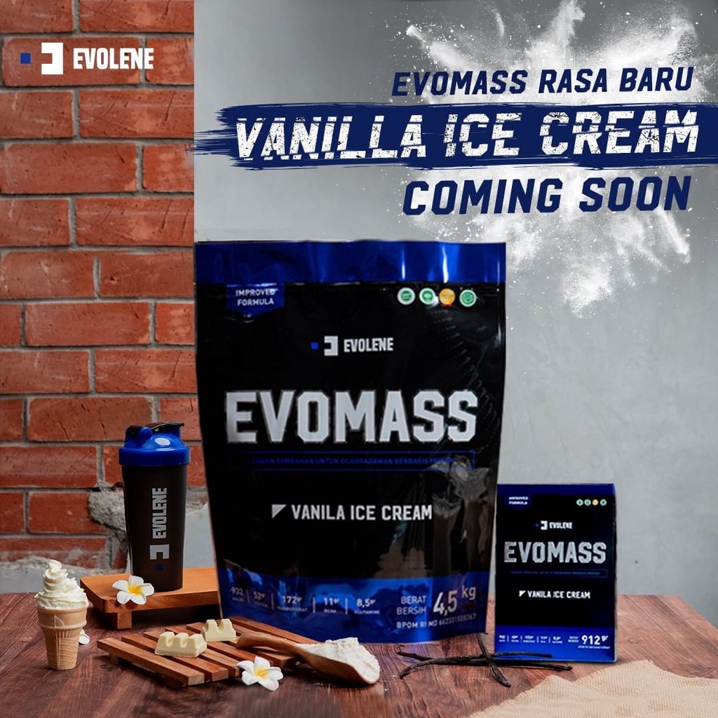 EVOLENE Evomass Gainer Vanilla 4500 gr (10 lbs) Rasa Vanila