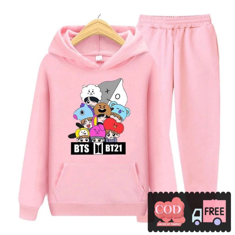 [BISA COD] Set Hoodie BT21 Set Baju BT21 Baju Dan Celana BT21