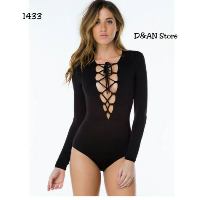 Mini jumpsuit bikini leher V ikat