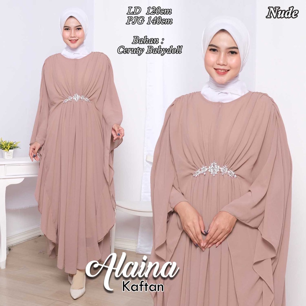 (Arnis) Alaina Kaftan Busui Jumbo Aksesoris Swarovski Rangkai Fashion Muslim