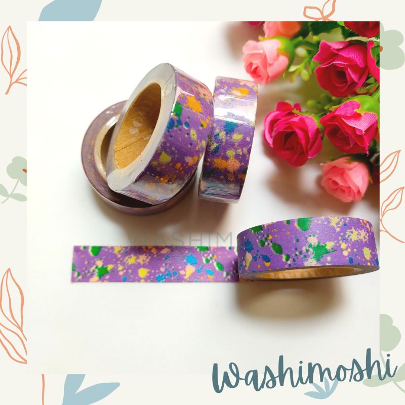 

Washimoshi Masking Washi Tape Splash Purple Design