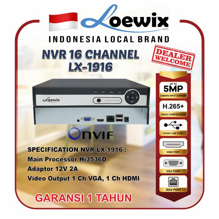 Cam Loewix Nvr Ip Kamera 16 Channel Lx-1916 Xmeye 16Ch Support 5Mp Onvif