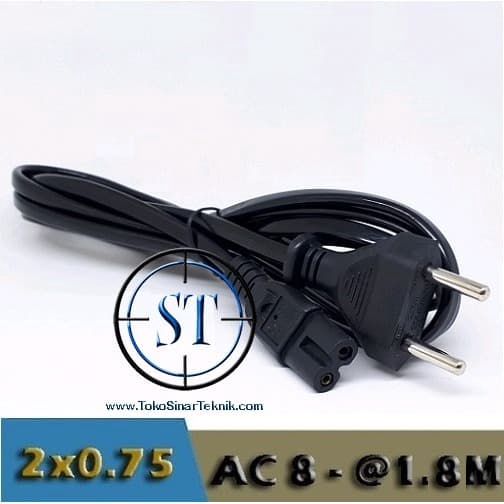 Kabel AC 8 @1,8 M 2x0.75mm RVV8 PVC INSULATED WIRE Max. AC 300V KAbel Angka 8 outlet Cable Compo Mainan