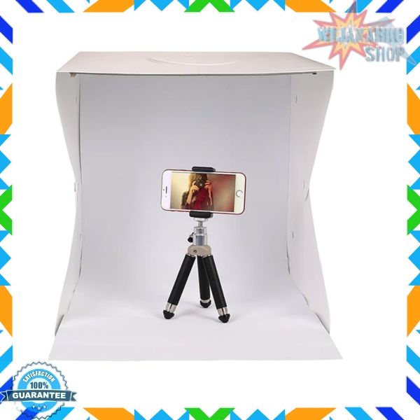 Photo Studio Mini LED dan 4 PCS Background White