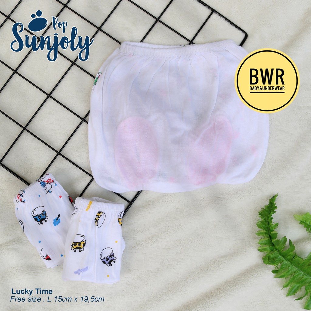 [ 6pc ] CELANA POP LUCKY Putih Celana Bayi New Born Lubang Kaki Bulat - Bwr IX