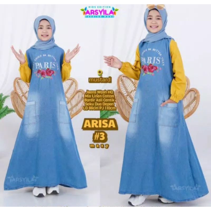 Gamis Jeans anak perempuan Tanggung Setara Umur 8-11 Tahun PRS