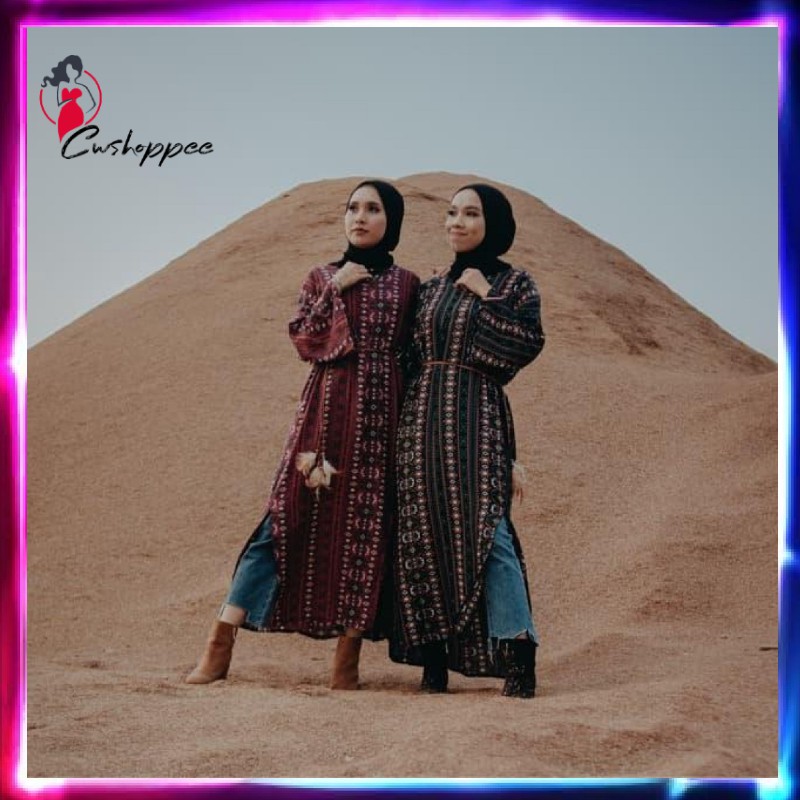 Dress bohemia / dress lengan panjang retro Dress v neck Gamis Syari OOTD Hijab Gamis Modern MURAH
