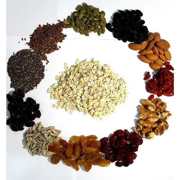 

Hot Promo!! Muesli Bahagia - campuran rolled oat, buah kering, kacang, & biji 500