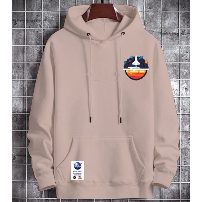 Sweater Hoodie NASA New Autentic pria wanita terbaru bahan fleece tebal