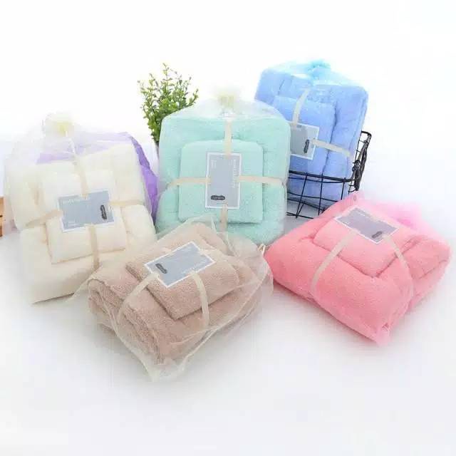 &lt;^ SJA ^&gt; Handuk Set 2IN1 Serbaguna / Handuk Mandi Premium Serap Air  MicroFiber High Quality Import Murah