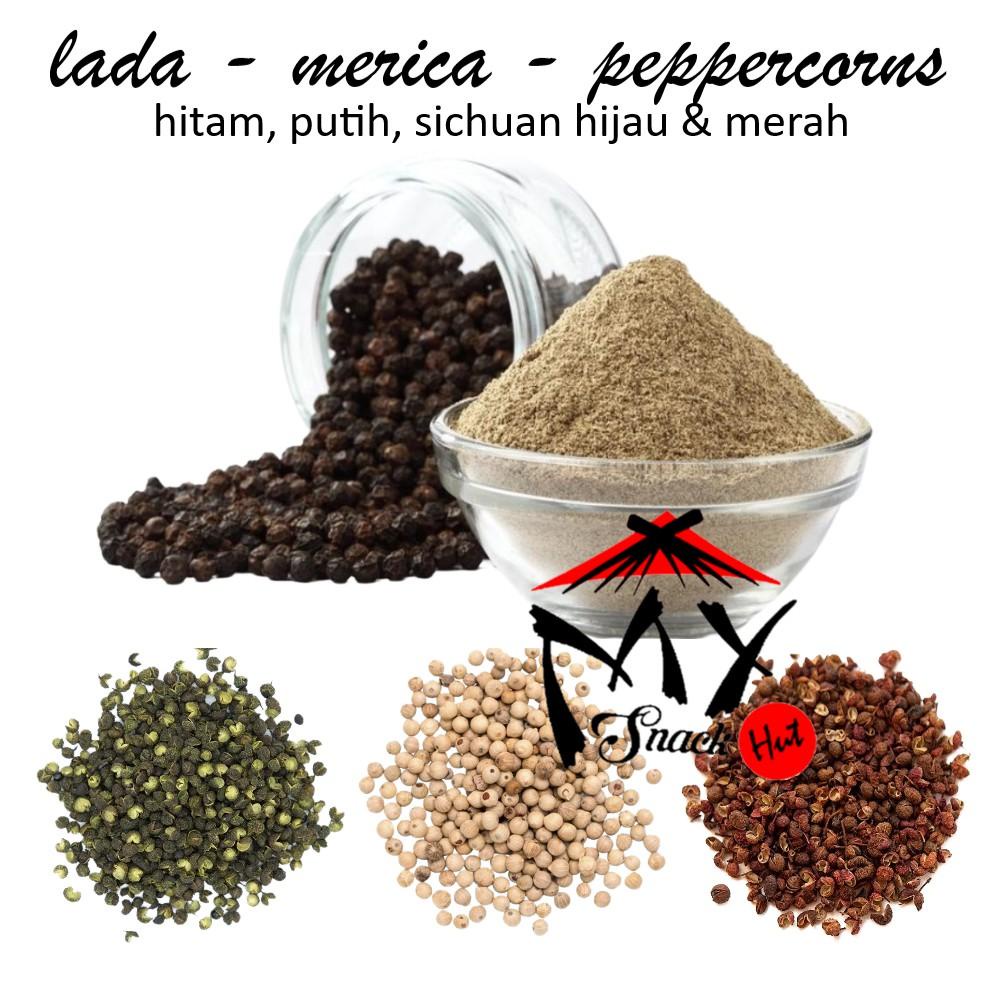 

LADA MERICA 25GR - BIJI PUTIH HITAM PECAH UTUH HALUS SICHUAN CRUSHED PEPPERCORNS BLACK WHITE GROUND Berkualitas