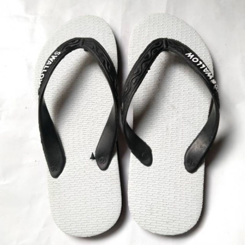 Sandal jepit  Swallow ORIGINAL Hitam Putih (Size 9-11)