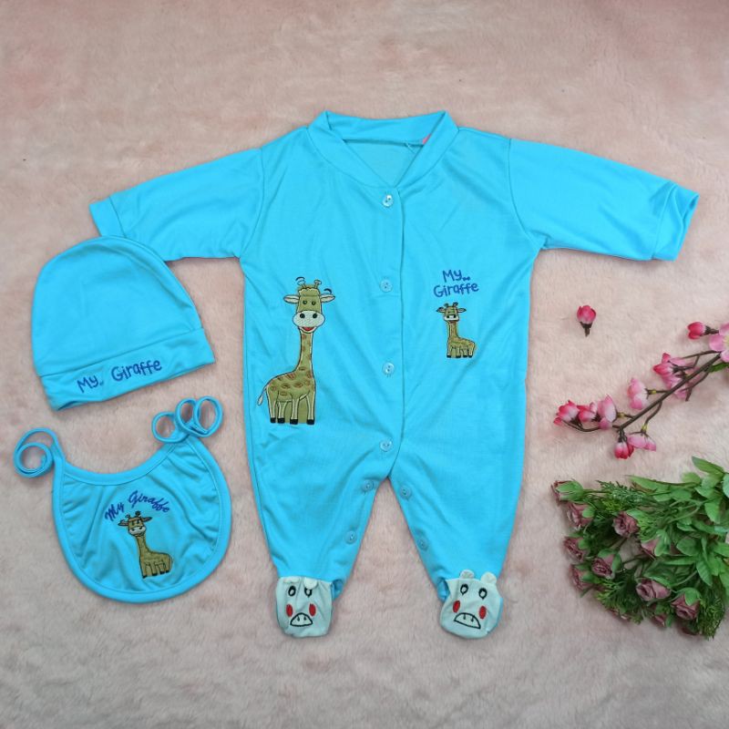 Ss#2002 Romper Bayi New Born 0-6bulan / Romper free topi &amp; celemek