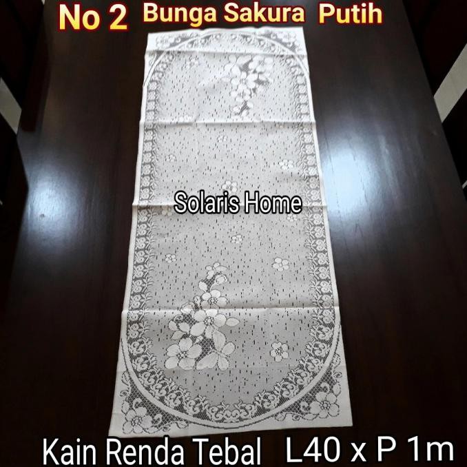 TAPLAK PUTIH SEGI MEJA TAMU SOFA KAIN RENDA TEBAL CANTIK 