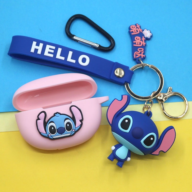 Disney Casing Silikon Motif Stitch Dengan Gantungan Kunci Untuk Huawei Freebuds 4i