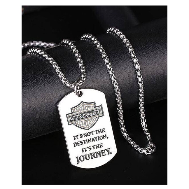 LRC Kalung Fashion Silver Metal Shield Long Necklace A57457
