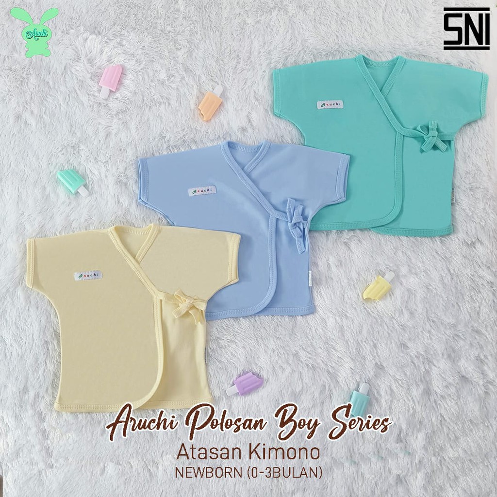 Warna Random (CLEARANCE SALE) " Aruchi Polosan Atasan Kimono Baju Pendek Newborn 1pcs "