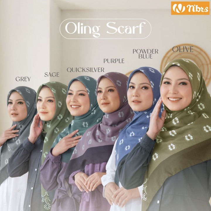 Nibras Hijab Oling Scarfr Bahan Ultra Voal Jilbab Motif Cantik by NBRS