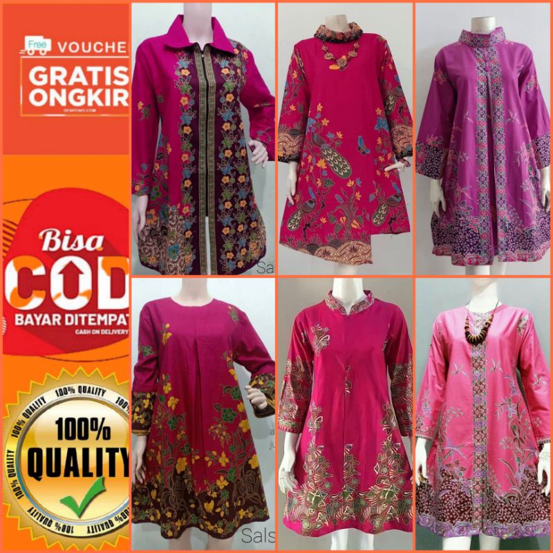 TUNIK BATIK WARNA PINK FANTA MAGENTA UNGGUL JAYA LD 105&120