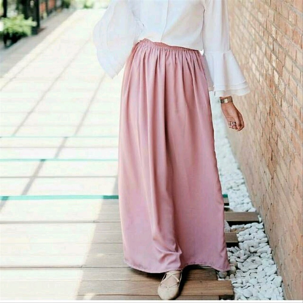 [BRAND HUSNA HIJAB] Rok Panjang Bahan Wolfis / Rok Wolfis Full Karet