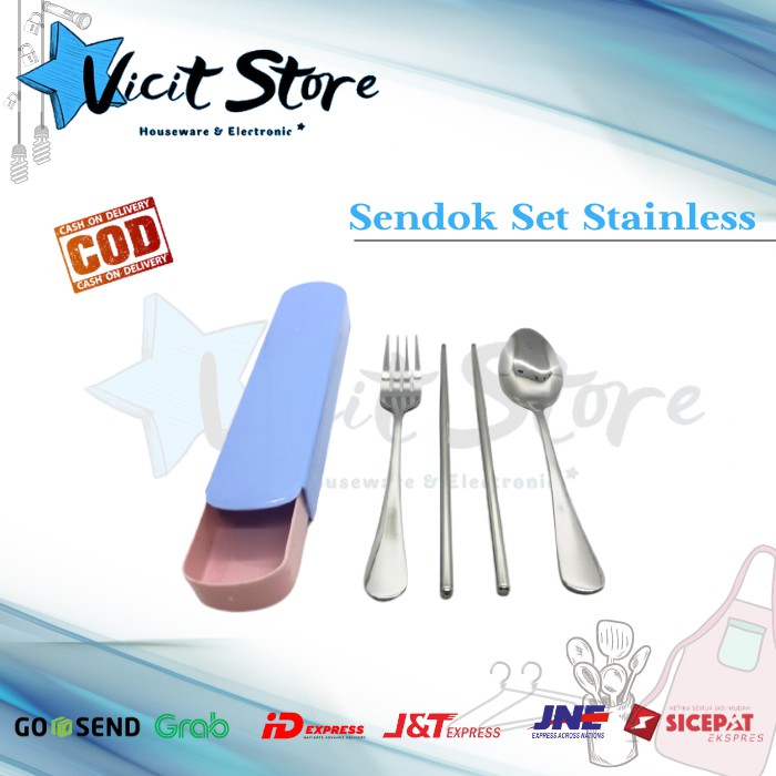 Sendok Set Stainless 3in1 / Alat Makan Sendok Garpu Sumpit