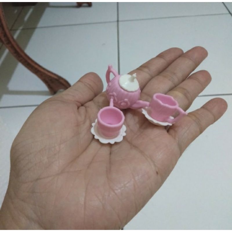 Miniatur Teko Teh Gelas Miniatur Tea Set Pink