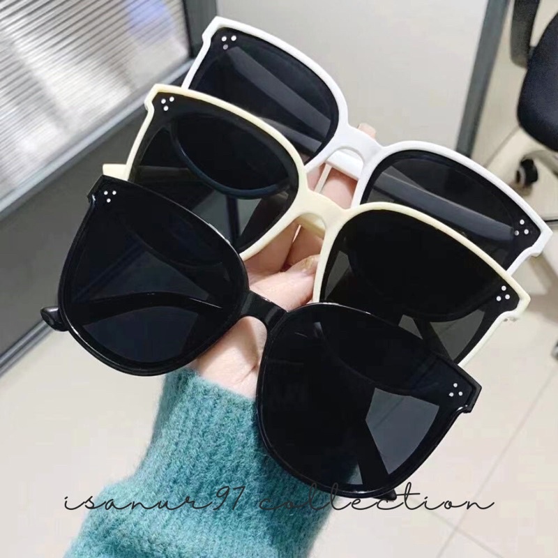𝗜𝗦𝗔𝗡𝗨𝗥𝟵𝟳 Kacamata Kotak Korean Design Retro Mata Kucing Sunglasses Wanita Kacamata Hitam Tiga Titik