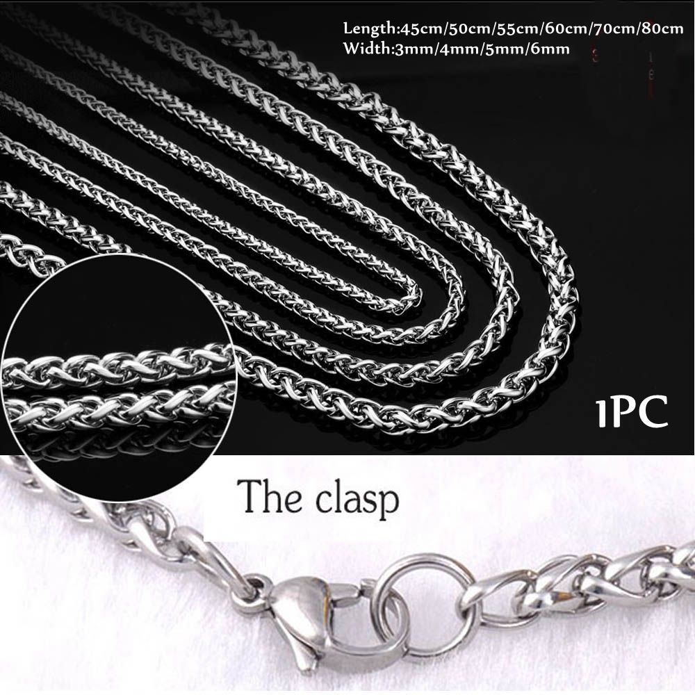 ROW 3/4/5/6MM Braided Wheat Chain Women Men Heavy Link Stainless Steel Necklace Fashion Silver Color Cool Punk Gothic Choker Metal Collar