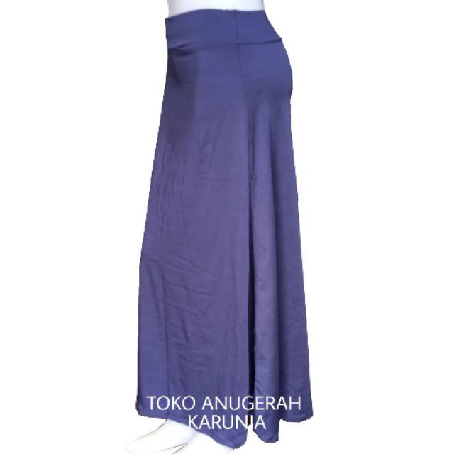 Rok Panjang Polos kaos rayon dan spandek-navy / biru dongker