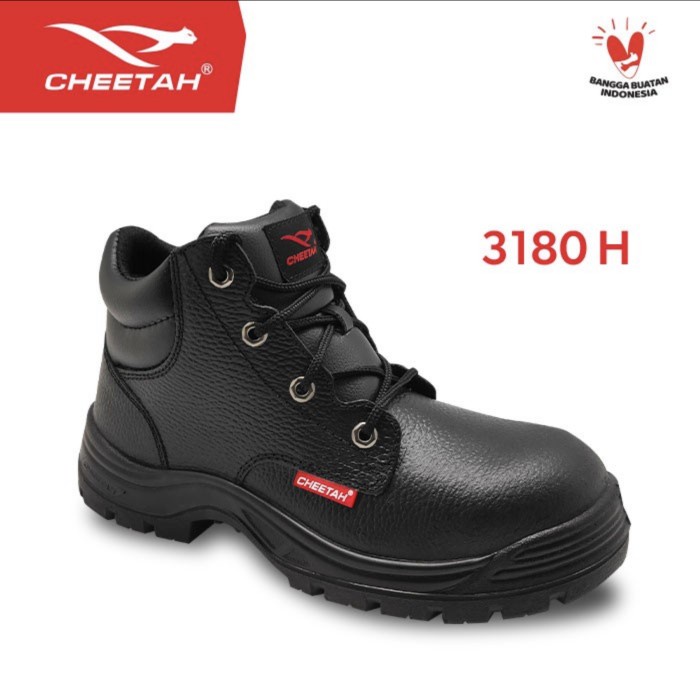 Sepatu Safety Cheetah 3180H FREE Semir Sepatu Kiwi Poles Warna Hitam