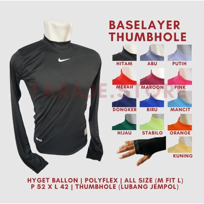 Baselayer Thumbhole longsleve [hitam] TERJANGKAU TERMURAH