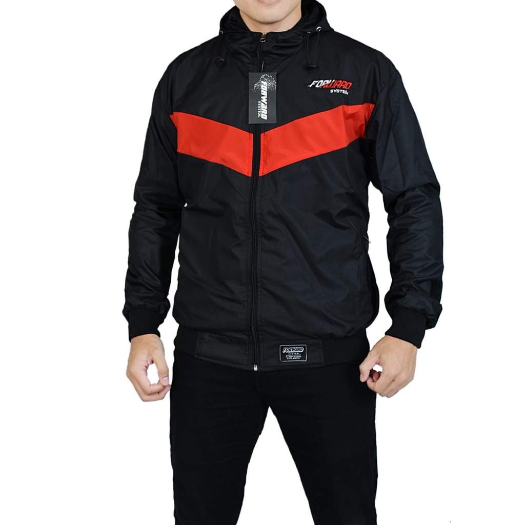 Jaket parasut pria strip original forward system