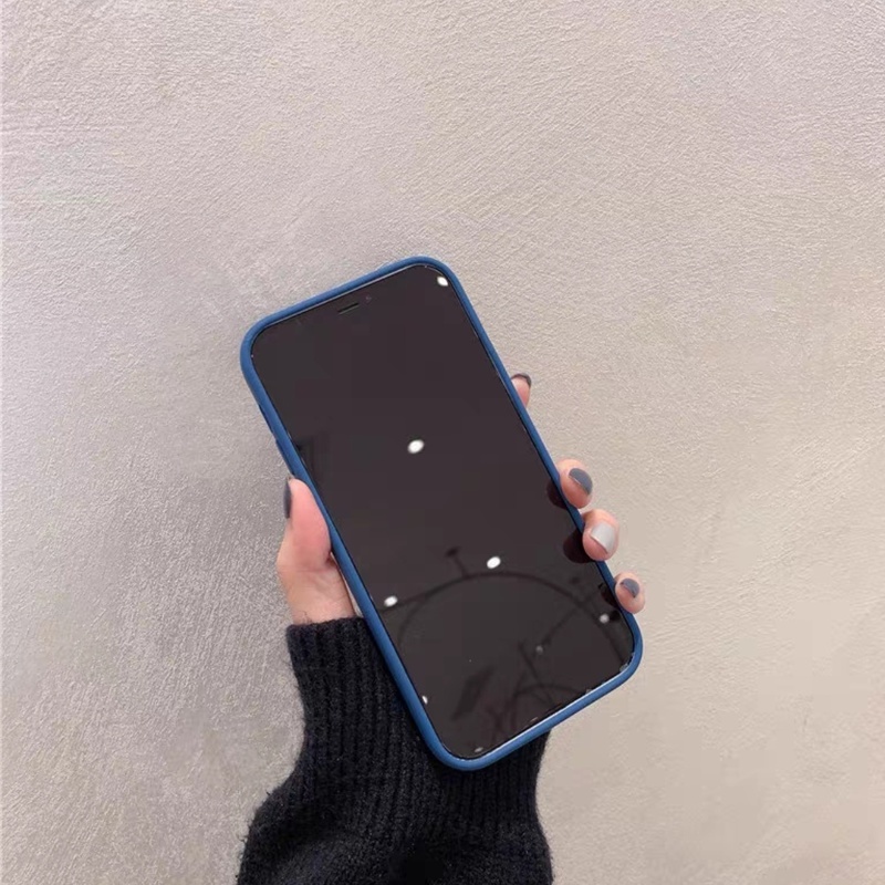 Soft Case Bahan Silikon Cair Warna Biru Untuk iPhone 11 12 13 14 Pro Max X XR XS Max 6 6S 7 8 Plus