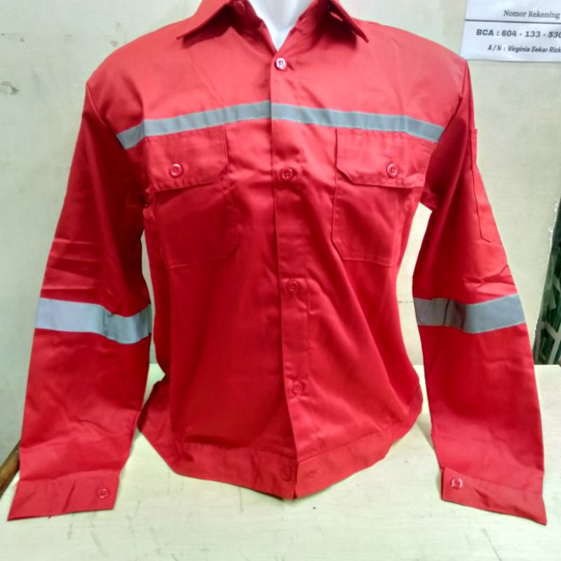 Baju Safety Lengan Panjang K3 Proyek/ Kemeja Sefty Kerja K3 Lapangan Bahan Drill Logo