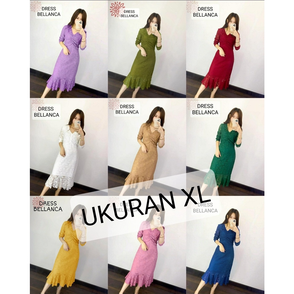 BELLANCA DRESS BRUKAT mF / MIDI DRESS BRUKAT FASHION WANITA / PARTY DRESS / BAJU PESTA BRUKAT SEXY /3UKURAN DRESS BELLANCA S,M,L,XL