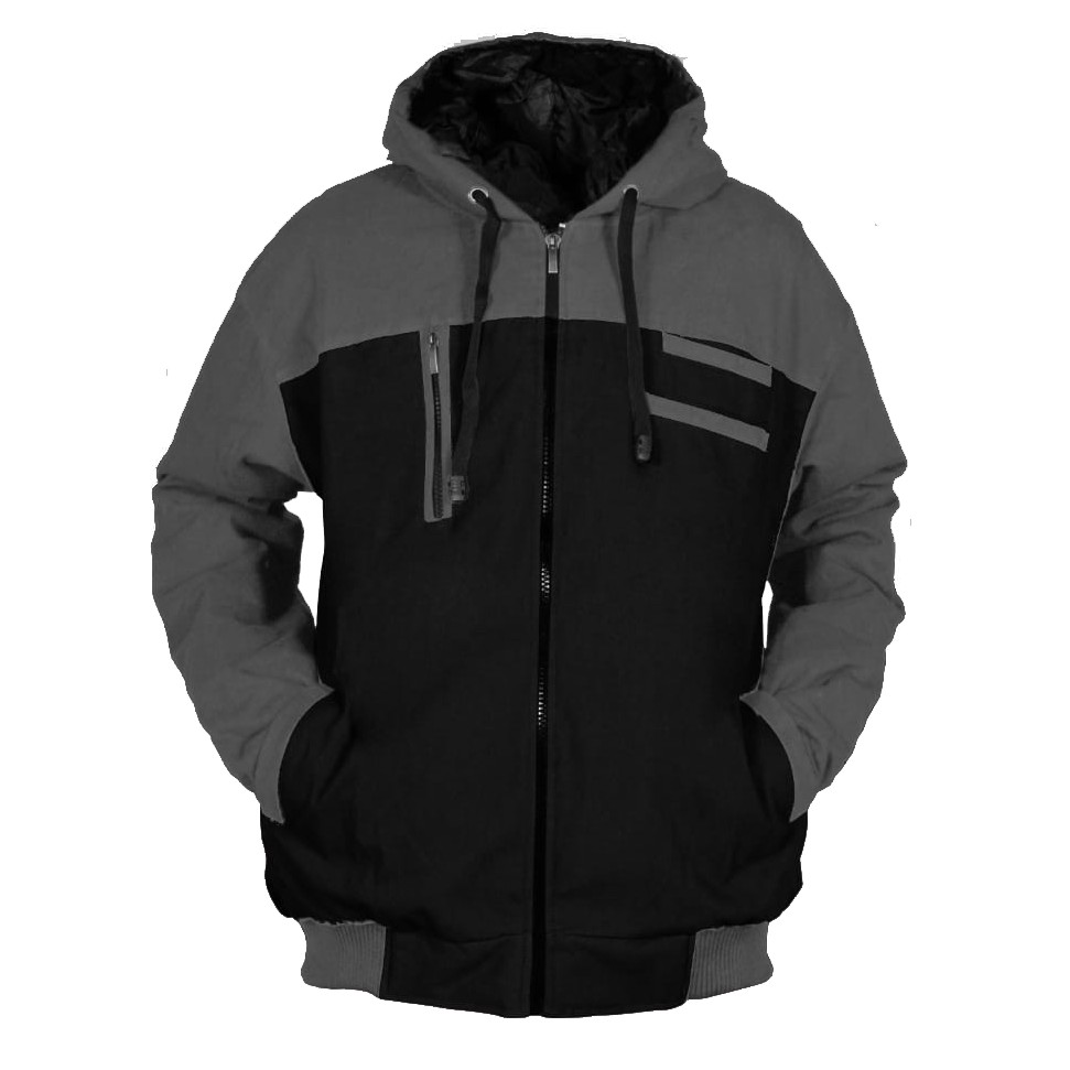 Download Jaket Baseball Hoodie Sporty Abu Hitam | Shopee Indonesia