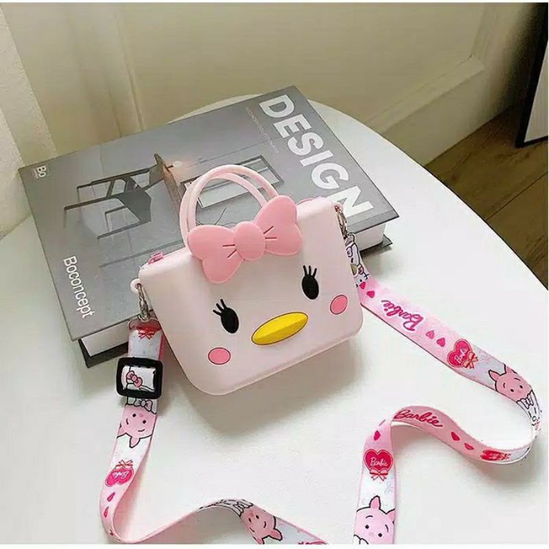 tas selempang jelly rubber persegi kitty daisy