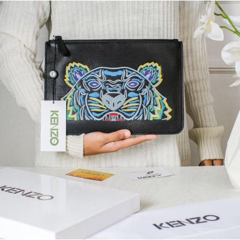 Kenzo Tiger Colorful A4 Clutch Leather - ORIGINAL 100%